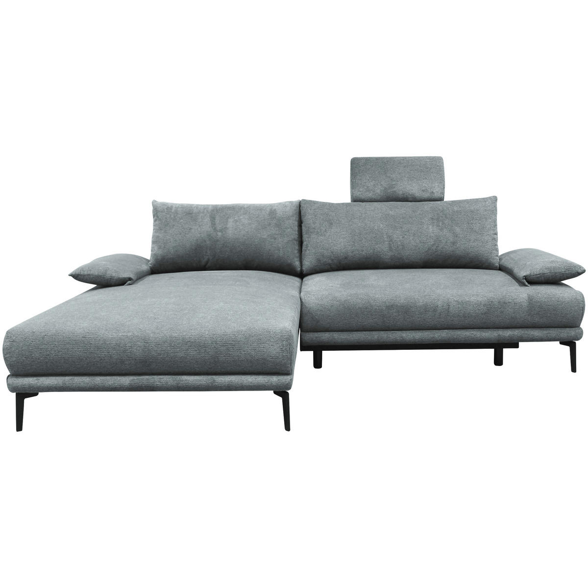 ECKSOFA in Webstoff Grau  192/260 cm  - Schwarz/Grau, Design, Textil/Metall (192/260cm) - MID.YOU