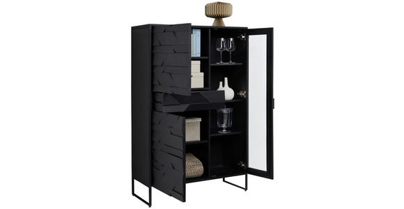 HIGHBOARD Schwarz  95/148/40 cm  - Schwarz, Trend, Glas/Holz (95/148/40cm) - Ambia Home