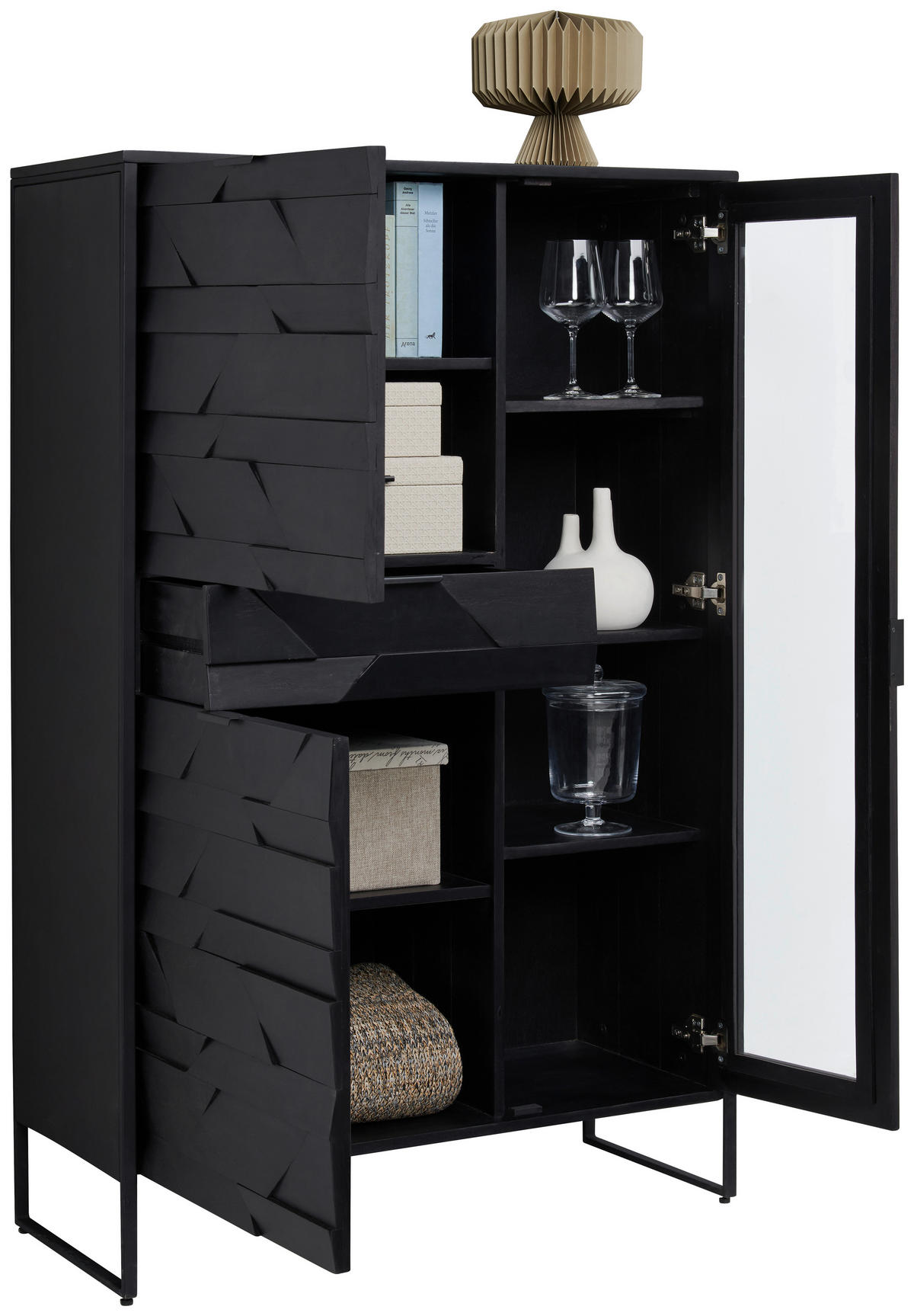 HIGHBOARD  in 95/148/40 cm  - Schwarz, Trend, Holz/Metall (95/148/40cm) - Ambia Home