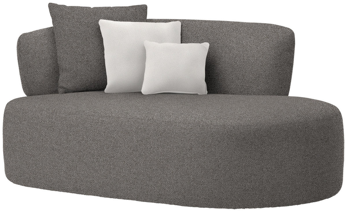 RÉCAMIERE in Plüsch Creme, Graphitfarben  - Creme/Schwarz, MODERN, Kunststoff/Textil (166/86/105cm) - Hom`in