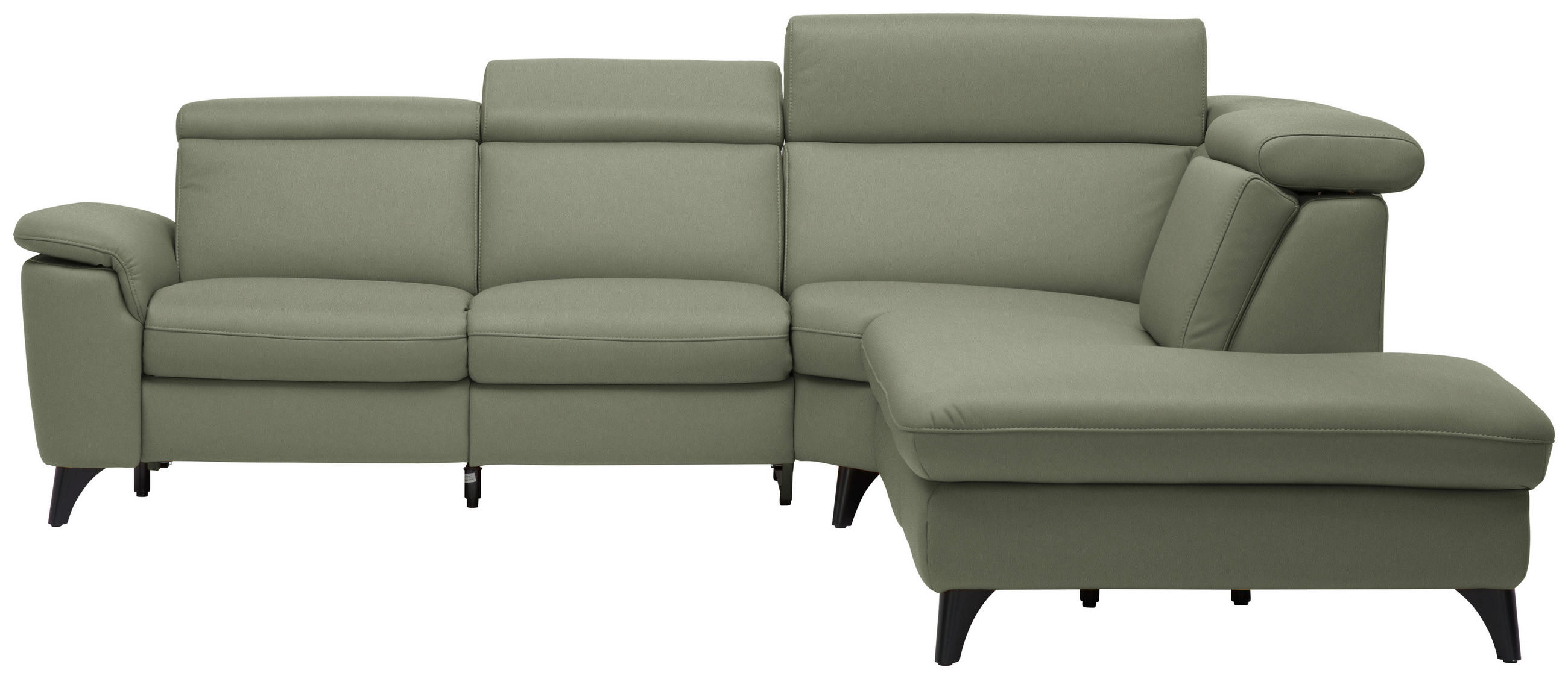 ECKSOFA in Echtleder Grün  - Schwarz/Grün, Design, Leder/Metall (285/239cm) - Cantus