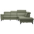 ECKSOFA in Echtleder Grün  - Schwarz/Grün, Design, Leder/Metall (285/239cm) - Cantus