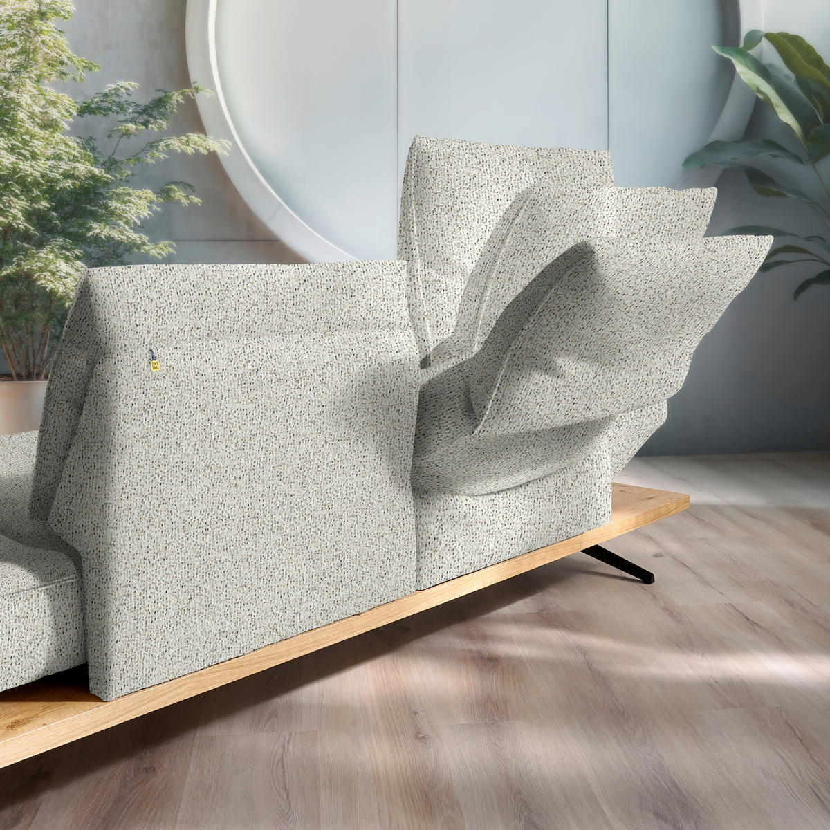 ECKSOFA  in Chenille Creme  240/132 cm  - Creme/Schwarz, Design, Holz/Textil (240/132cm) - Koinor