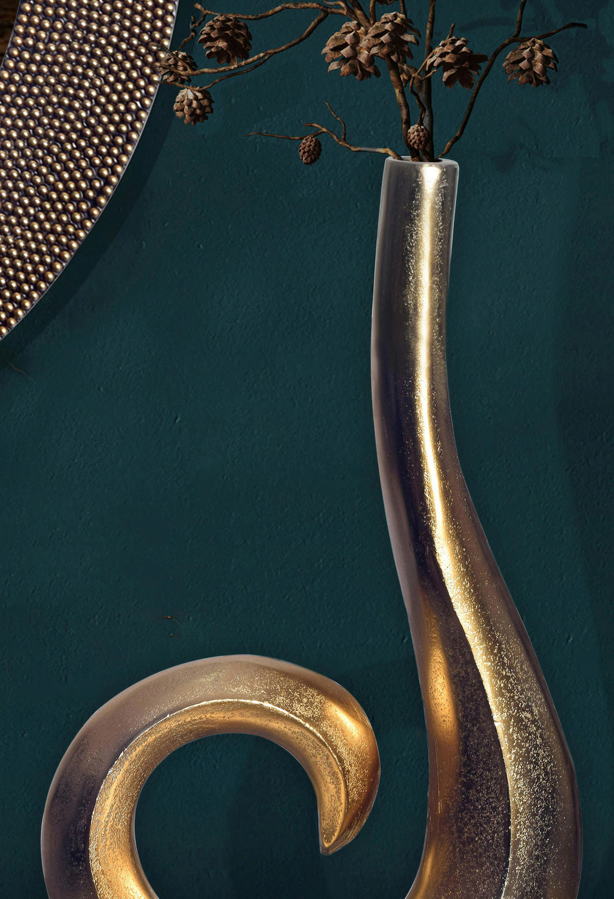 DEKOVASE  - Goldfarben, Design, Metall (26/47/8cm) - Livetastic