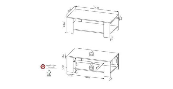 COUCHTISCH 110/60/40 cm rechteckig Schwarz, Eiche Artisan  - Schwarz/Eiche Artisan, KONVENTIONELL, Holzwerkstoff (110/60/40cm) - Carryhome