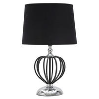 TISCHLEUCHTE 28/44.5 cm  - Silberfarben/Schwarz, Trend, Kunststoff/Textil (28/44.5cm) - Mauro Ferretti