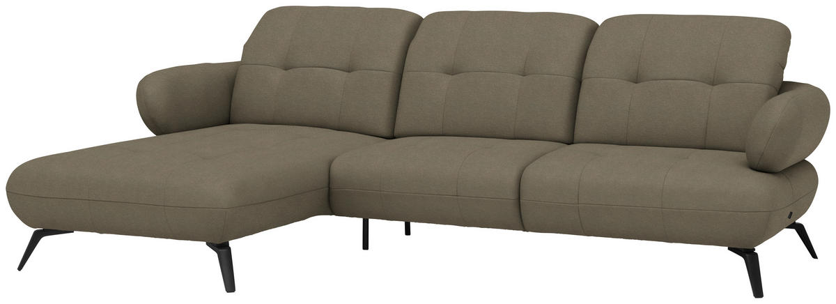 ECKSOFA Flachgewebe Braun  - Schwarz/Braun, Modern, Textil/Metall (180/282cm) - Novel