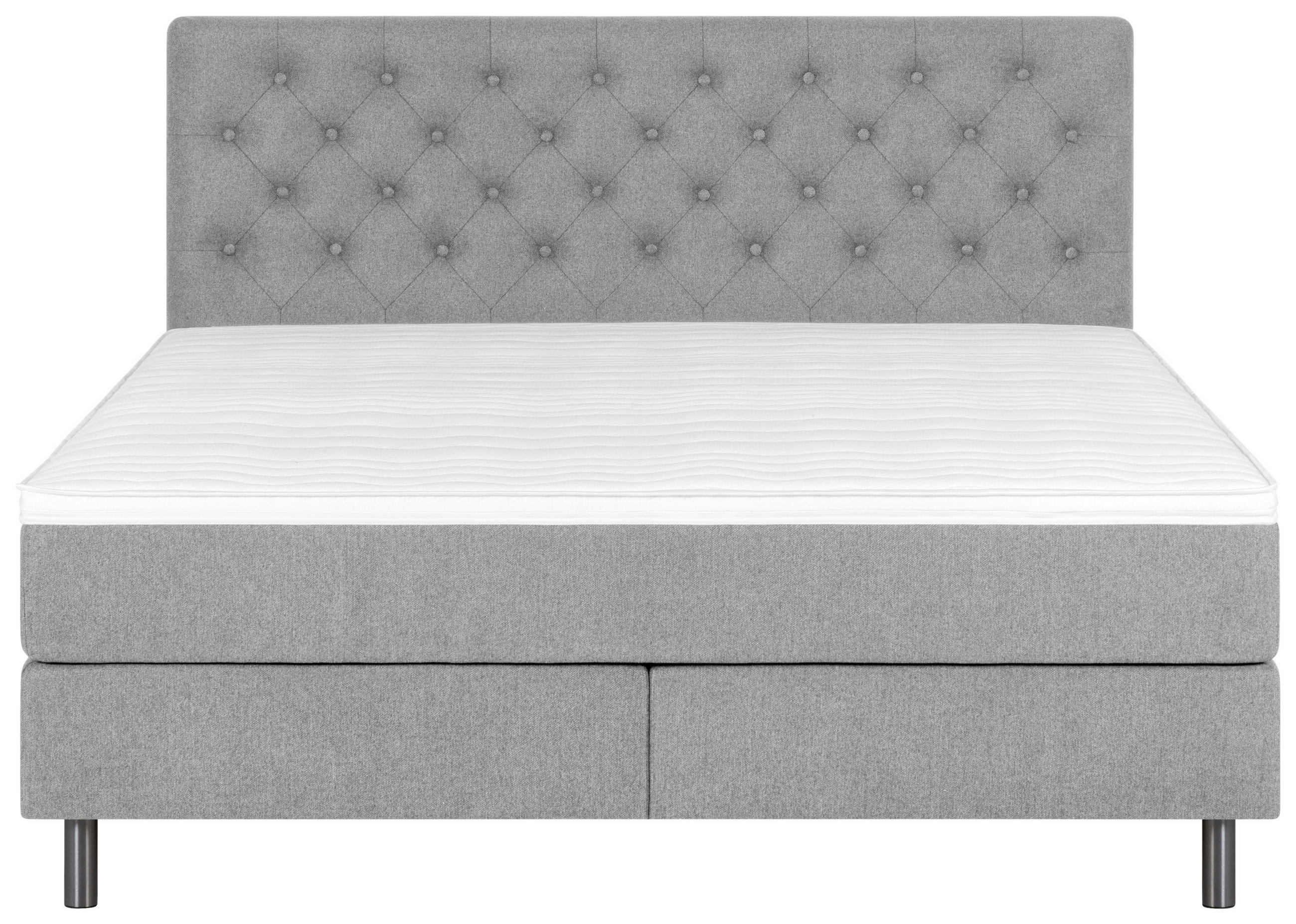 BOXSPRINGBETT 180/200 cm  in Hellgrau  - Silberfarben/Hellgrau, KONVENTIONELL, Textil/Metall (180/200cm) - Welnova