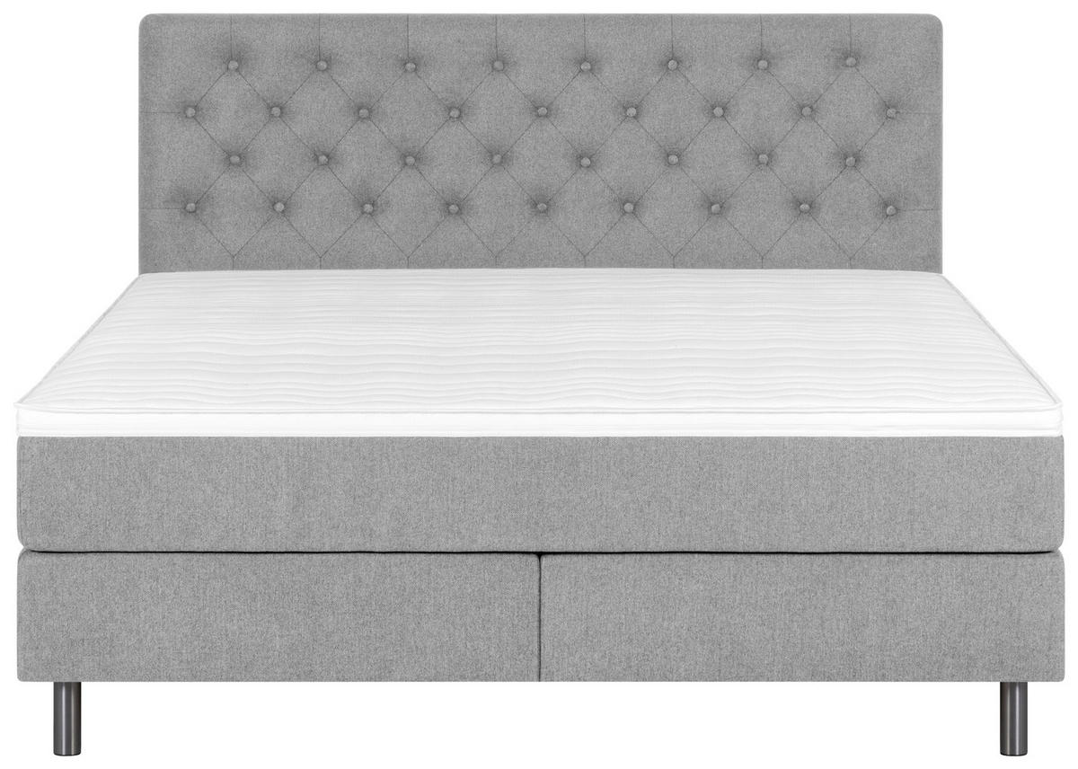 BOXSPRINGBETT 180/200 cm  in Hellgrau  - Silberfarben/Hellgrau, KONVENTIONELL, Textil/Metall (180/200cm) - Welnova