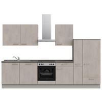 KÜCHENBLOCK 330 cm   in Grau, Schieferfarben  - Schieferfarben/Schwarz, MODERN, Holzwerkstoff/Metall (330cm) - Nobilia