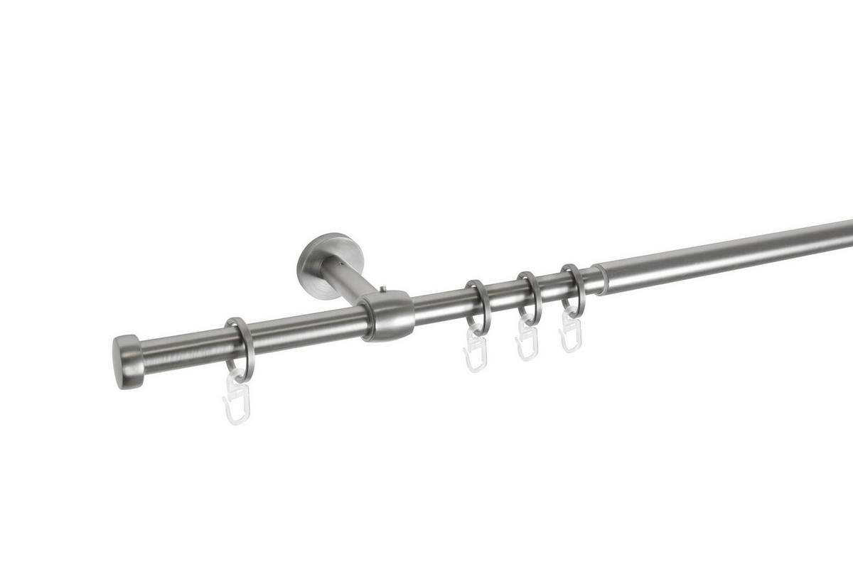 VORHANGSTANGENSET  210 cm  - Grau Hochglanz, Basics, Metall (210cm)