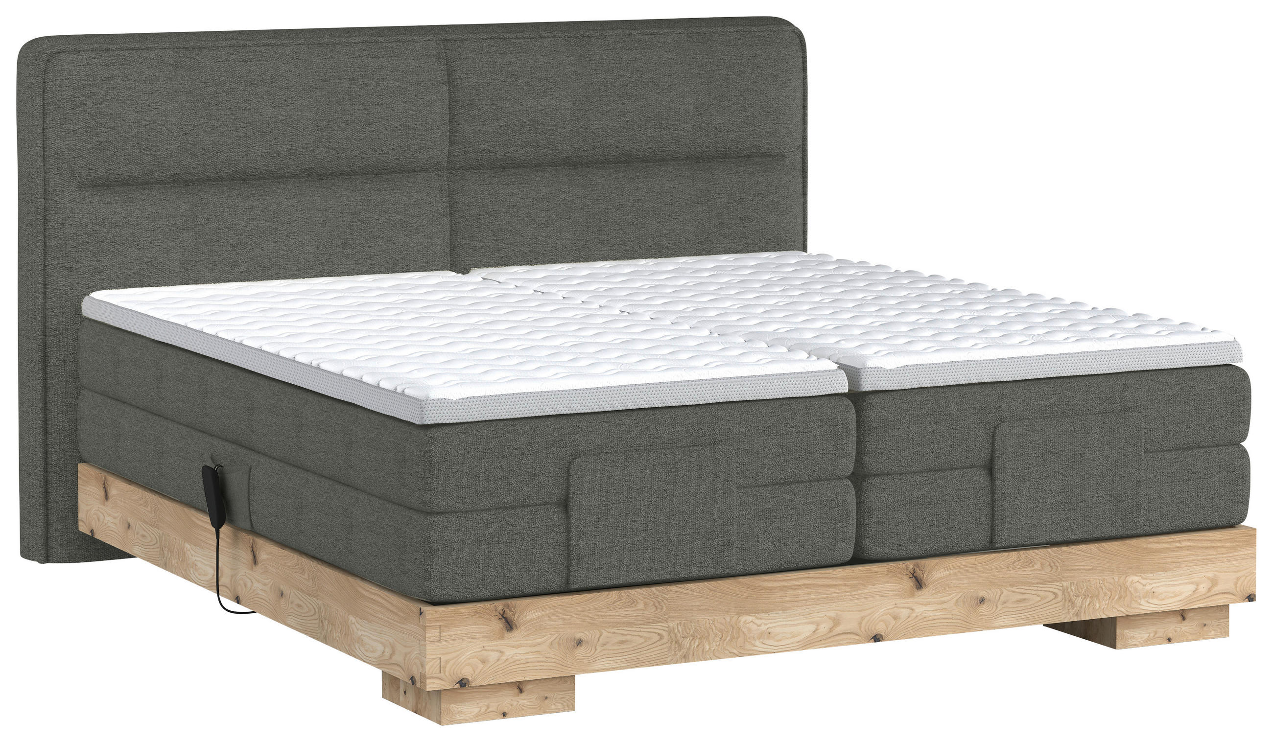 BOXSPRINGBETT 180/200 cm  in Anthrazit, Eichefarben  - Eichefarben/Anthrazit, Natur, Holz/Textil (180/200cm) - Valnatura