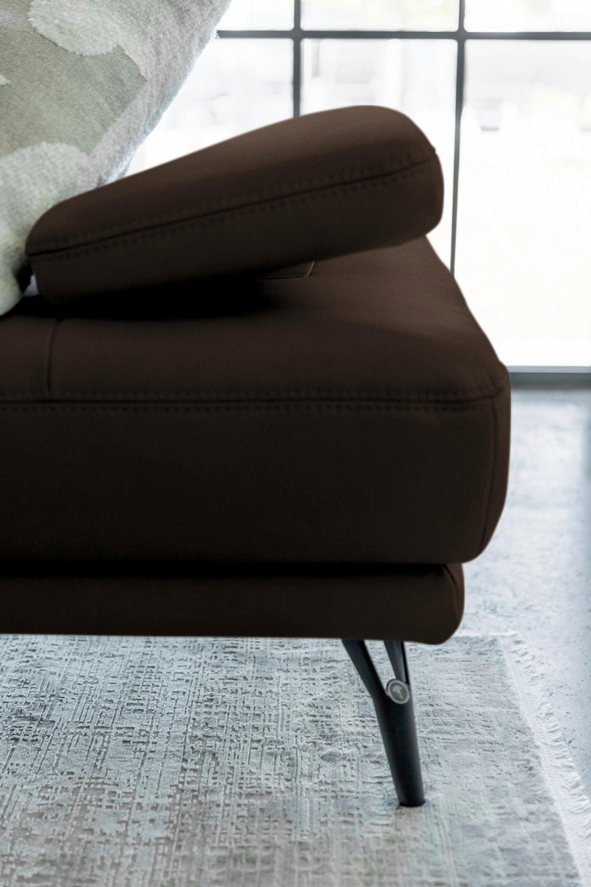 ECKSOFA Echtleder Dunkelbraun  - Dunkelbraun/Schwarz, Konventionell, Leder/Metall (301/180cm) - Joop!