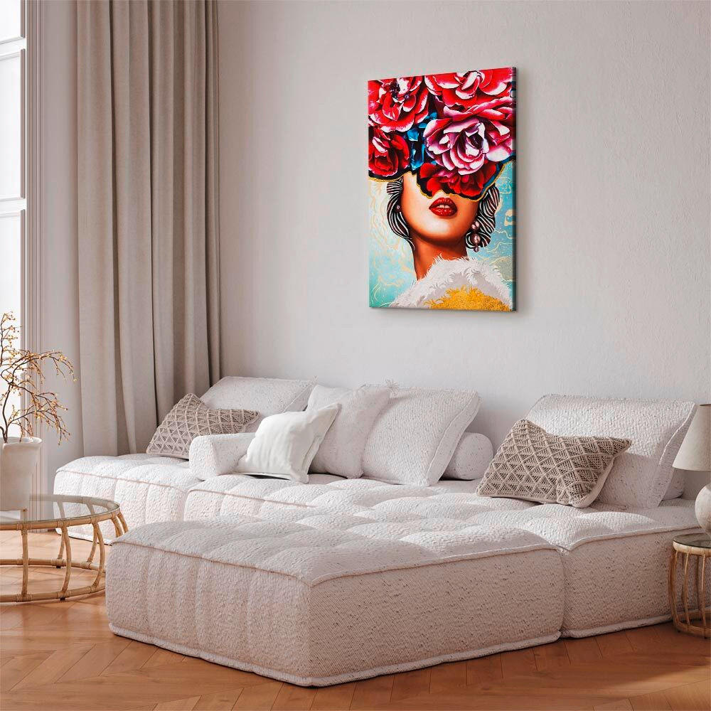 LEINWANDBILD Abstraktes, Menschen, Blumen, Frauen 40/60/1.2 cm  - Rosa/Hellblau, Basics, Holzwerkstoff/Textil (40/60/1.2cm) - artgeist