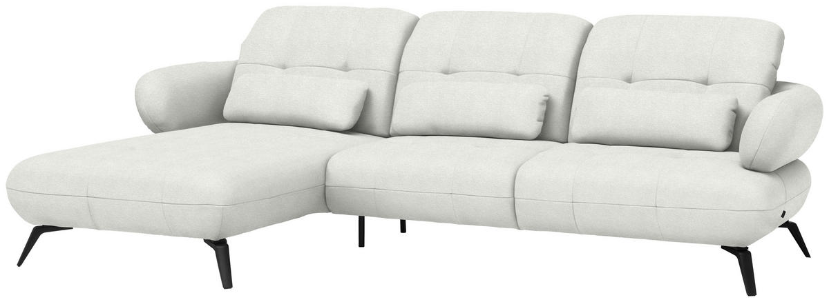 ECKSOFA Flachgewebe Grauweiss  - Schwarz/Grauweiss, Modern, Textil/Metall (180/282cm) - Novel