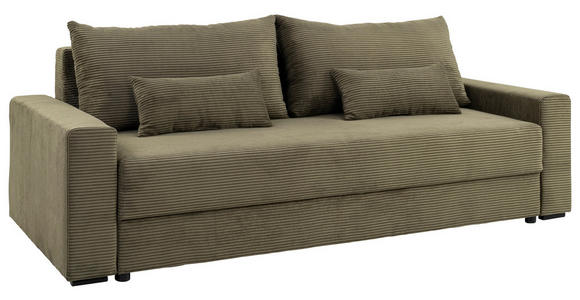 SCHLAFSOFA in Cord Olivgrün  - Schwarz/Olivgrün, KONVENTIONELL, Kunststoff/Textil (233/92/108cm) - Carryhome