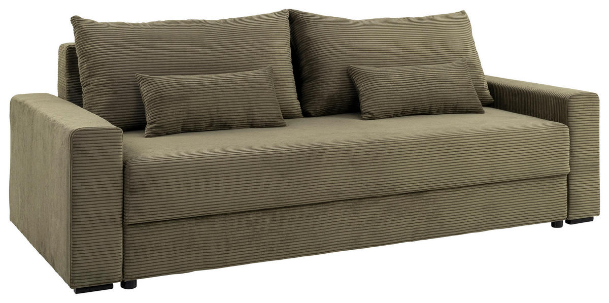 SCHLAFSOFA in Cord Waldgrün  - Waldgrün/Schwarz, Konventionell, Kunststoff/Textil (233/92/108cm) - Carryhome