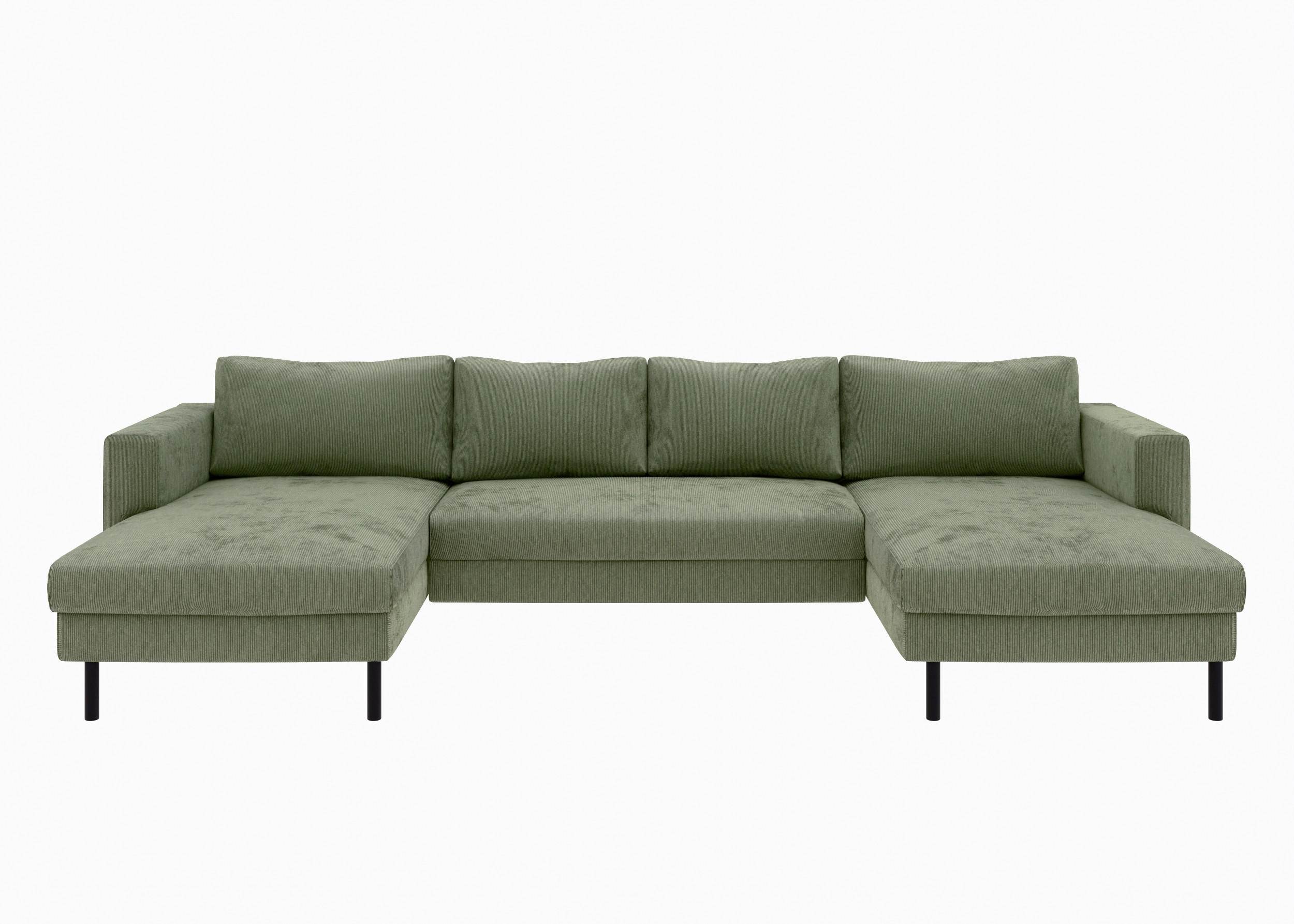 WOHNLANDSCHAFT  in Cord Grün  - Schwarz/Grün, MODERN, Textil/Metall (161/306/161cm) - Trendmanufaktur