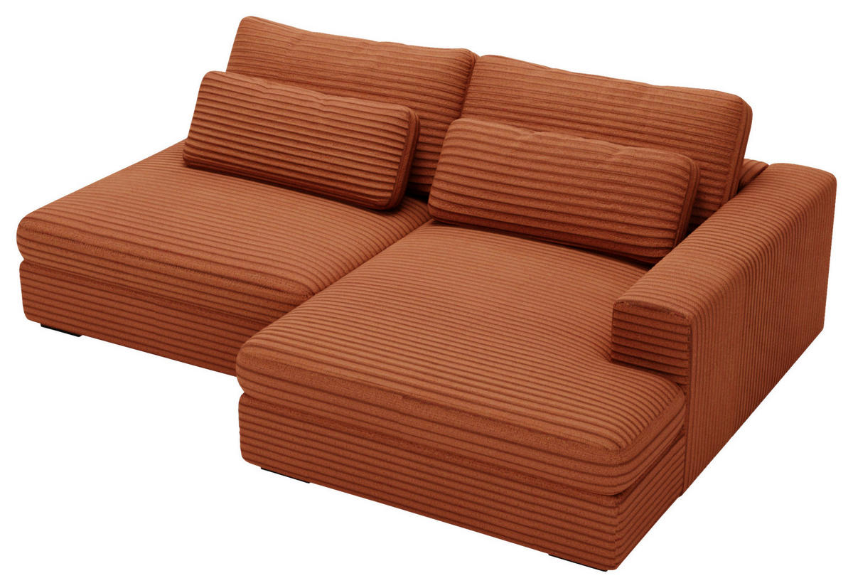 ECKSOFA Bronzefarben Cord  - Schwarz/Bronzefarben, Design, Kunststoff/Textil (223/158cm) - home24