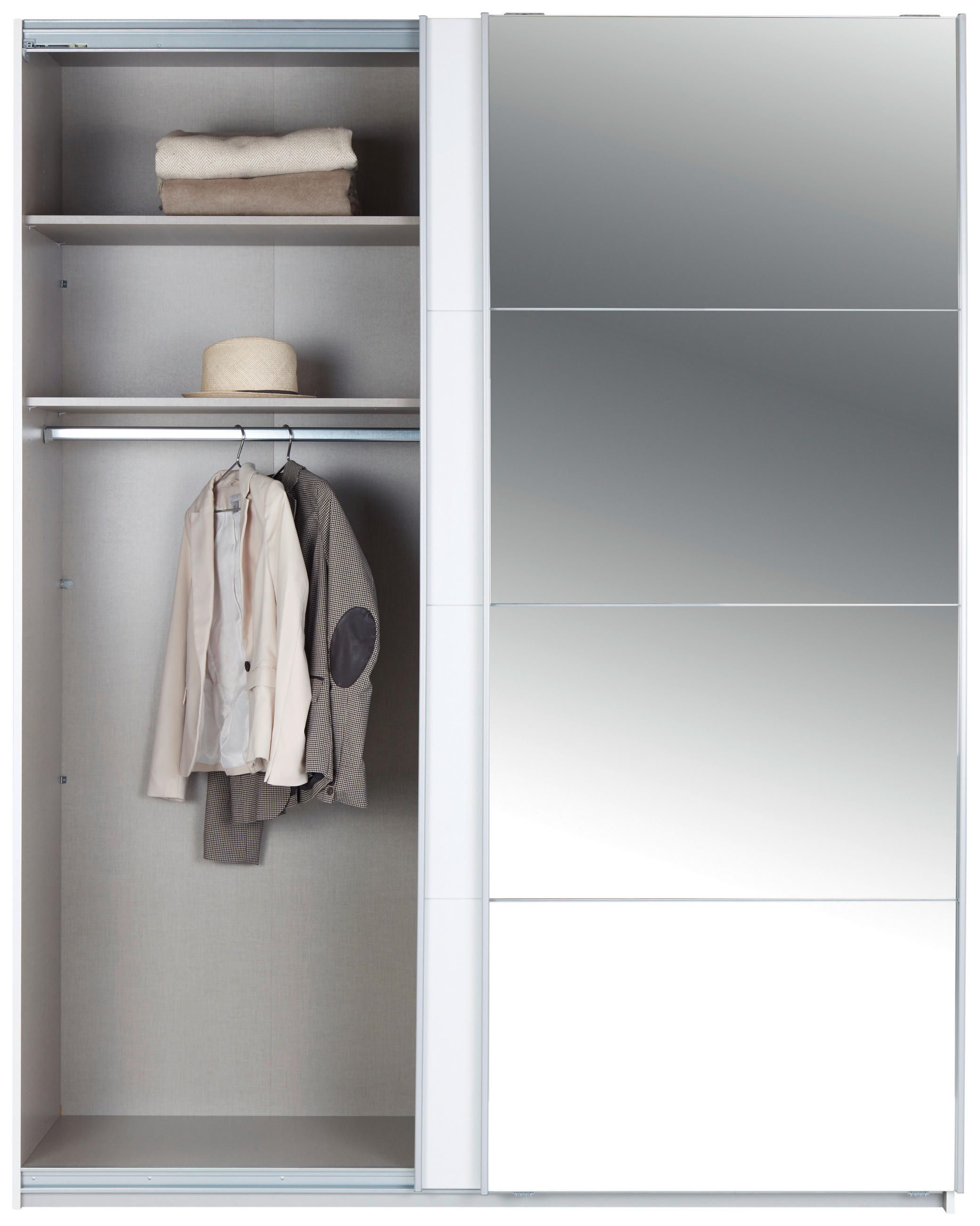 SCHWEBETÜRENSCHRANK 181/229/62 cm 2-türig Silberfarben, Weiß  - Silberfarben/Alufarben, MODERN, Holzwerkstoff/Metall (181/229/62cm) - Luca Bessoni