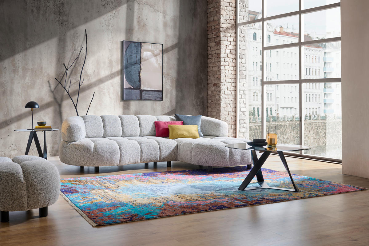 HÖRNSOFFA i vävt tyg greige  - greige/svart, Design, trä/textil (284/183cm) - Welnova
