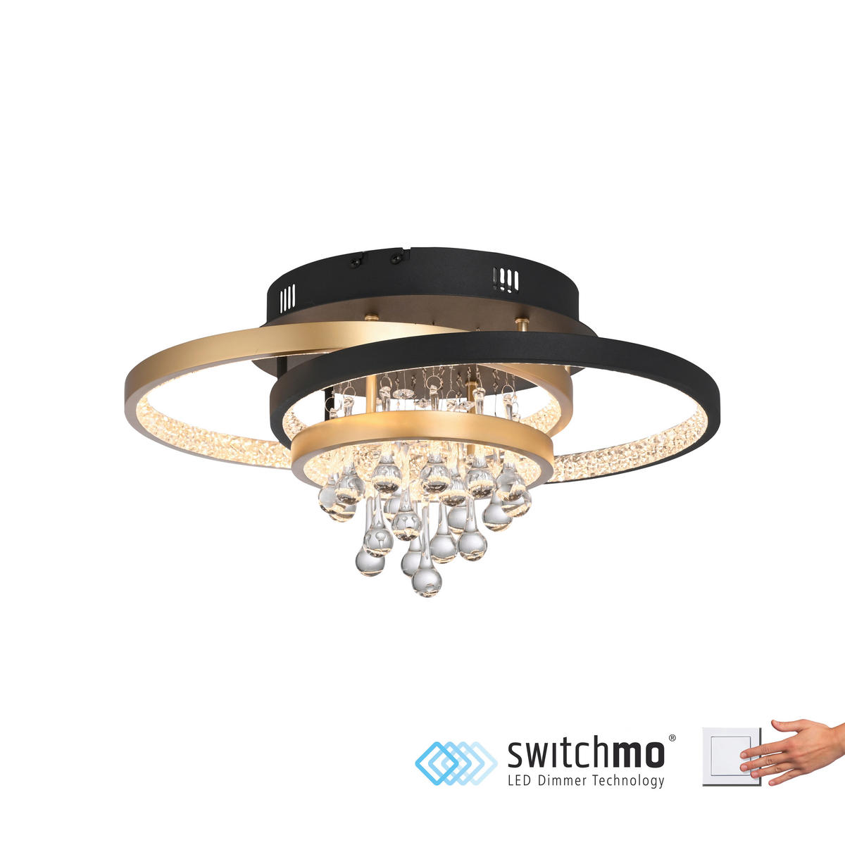 PLAFONIERĂ CU LED - negru/alămiu, Design, plastic/metal (45/33/22cm)
