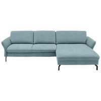 ECKSOFA in Velours Hellblau  - Schwarz/Hellblau, Design, Textil/Metall (306/179cm) - Beldomo System