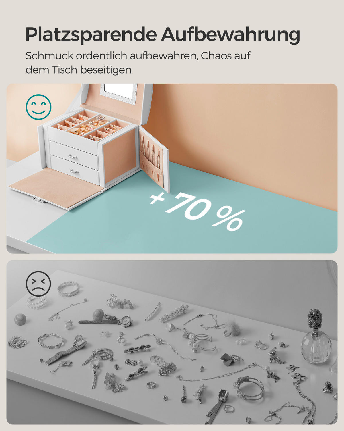 SCHMUCKKÄSTCHEN 18/13,5/14 cm  - Weiß, LIFESTYLE, Holzwerkstoff (18/13,5/14cm)