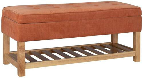 HOCKERBANK 110/49/43 cm Webstoff Orange, Naturfarben Kautschukholz, Kiefer massiv, Sperrholz  - Naturfarben/Orange, Design, Holz/Textil (110/49/43cm) - MID.YOU