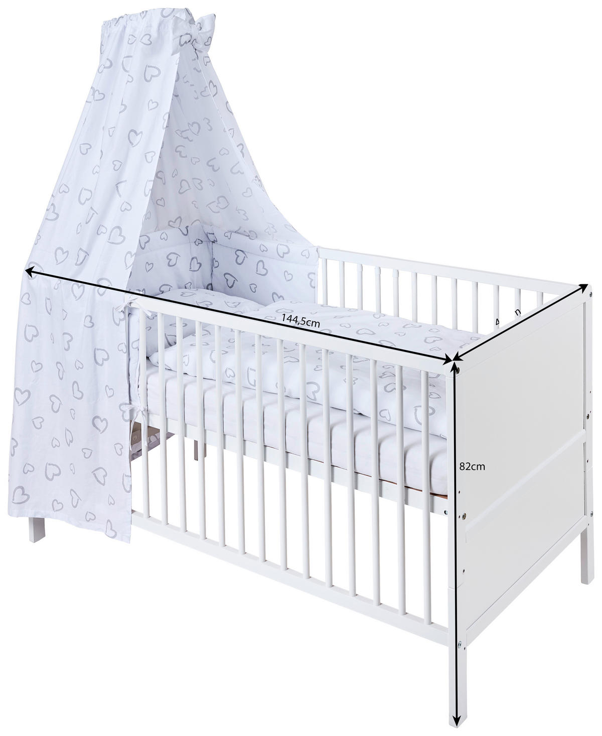 KOMPLET ZA DJEČJI KREVETIĆ   - bijela/siva, Lifestyle, tekstil/drvo (144,5/74,5/82cm) - My Baby Lou
