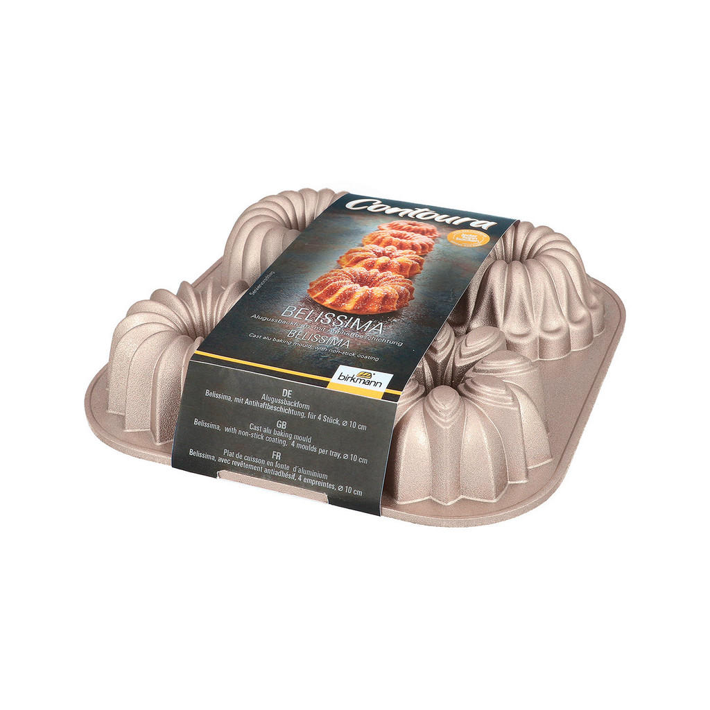 Thumbnail - Birkmann Gugelhupfform Contoura, Gold, Metall, quadratisch, 24x4.5x24 cm, antihaftbeschichtet, Backen, Backformen, Gugel...