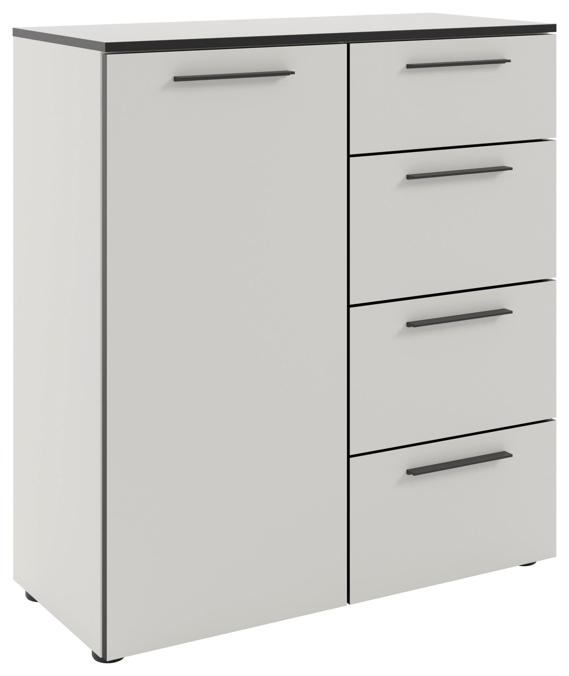 KOMMODE 90/99,8/40 cm  in Weiß  - Schwarz/Weiß, MODERN, Holzwerkstoff/Metall (90/99,8/40cm)