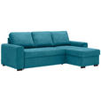 ECKSOFA inkl.Funktionen Petrol Webstoff Rückenkissen, Bettkasten, Schlaffunktion  - Petrol/Schwarz, Design, Textil (245/160cm) - Xora