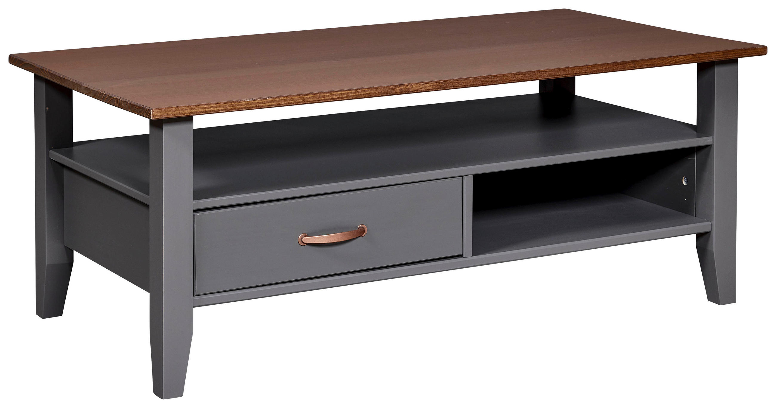COUCHTISCH 115/60/45 cm Kiefer massiv rechteckig Braun, Grau Stauraum  - Braun/Grau, Design, Holz (115/60/45cm) - Livetastic
