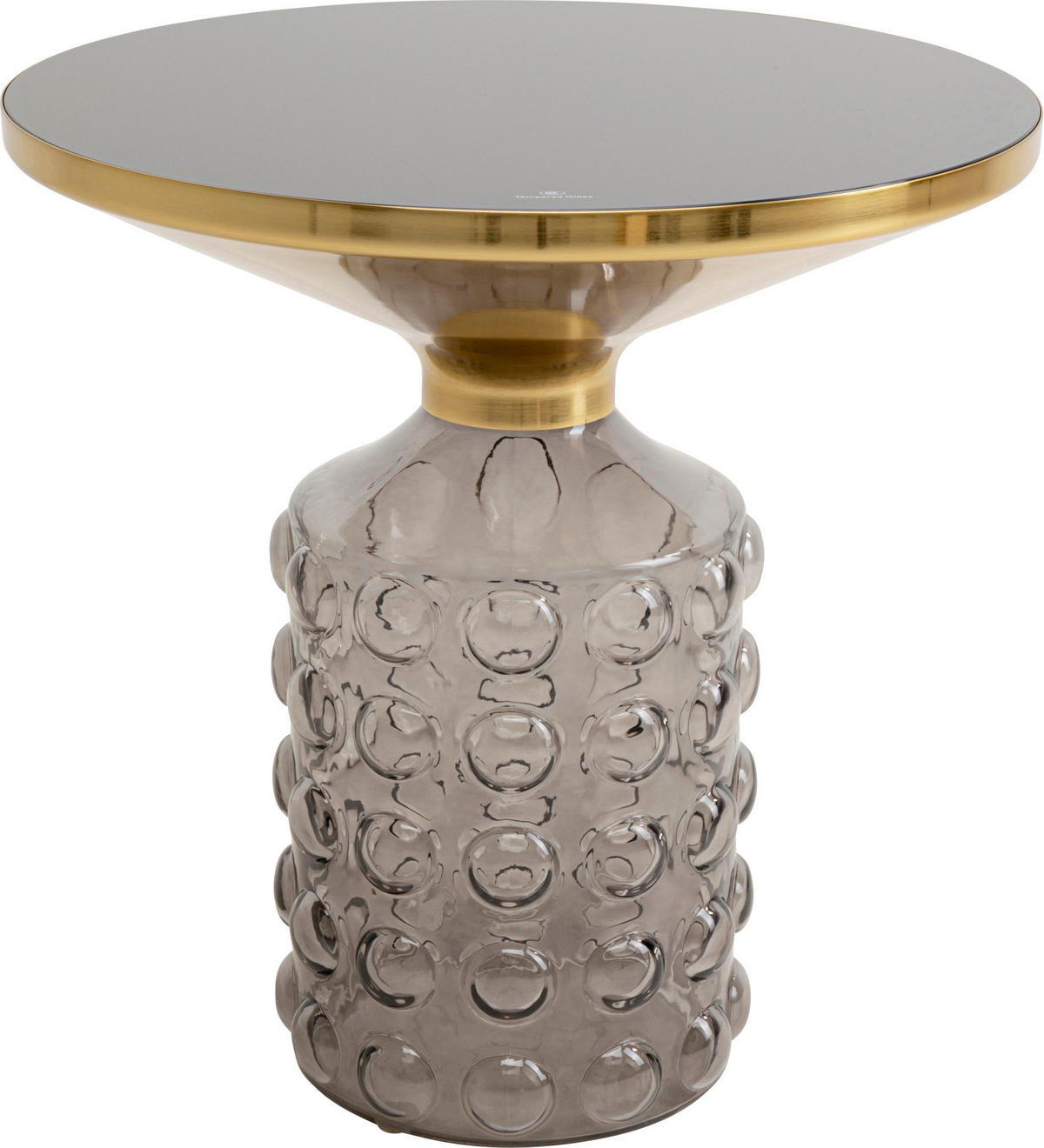 BEISTELLTISCH 50/50/52 cm Grau, Goldfarben rund  - Goldfarben/Grau, Design, Glas/Metall (50/50/52cm) - Kare-Design