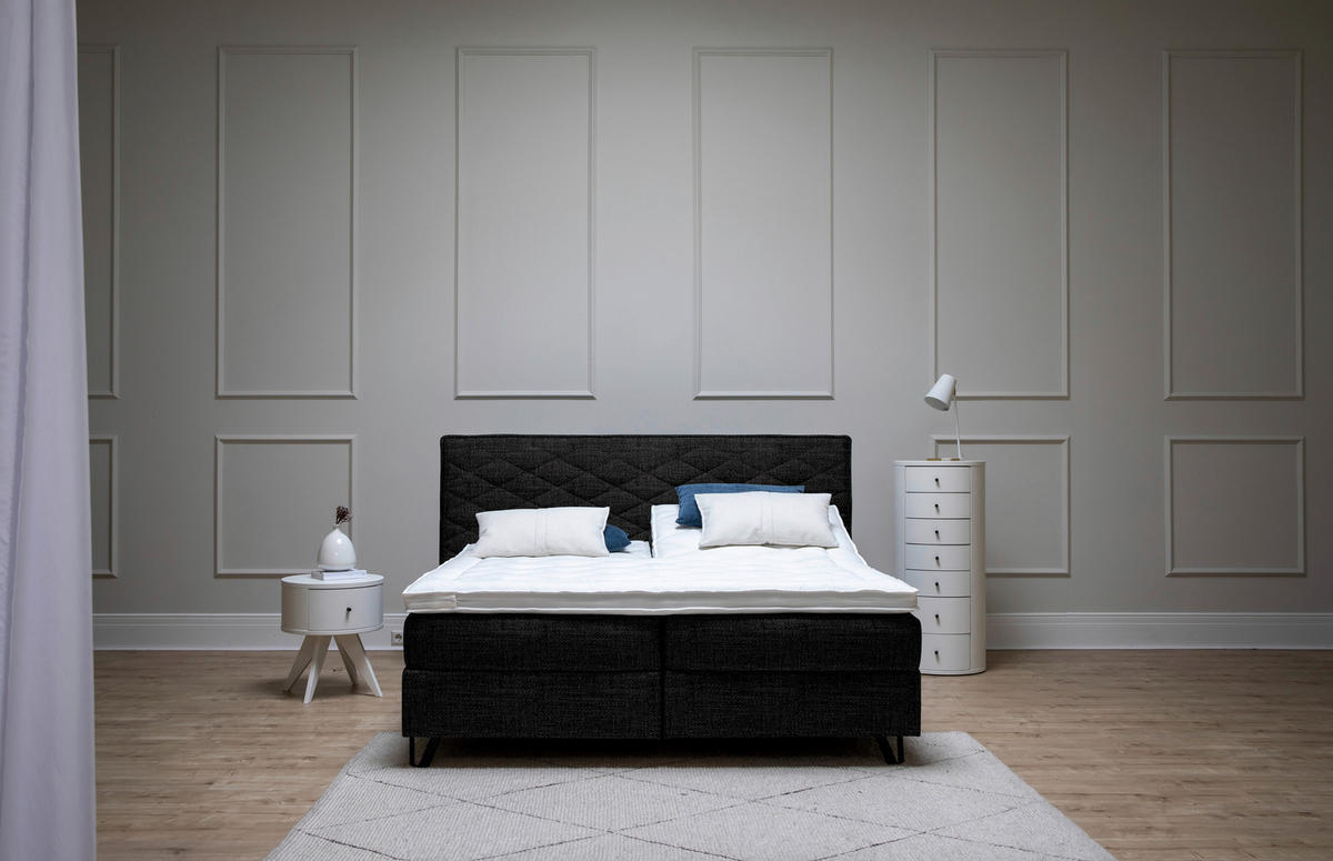 BOXSPRINGBETT 180/200 cm  in Schwarz  - Schwarz, KONVENTIONELL, Holz/Textil (180/200cm) - Sjöholm