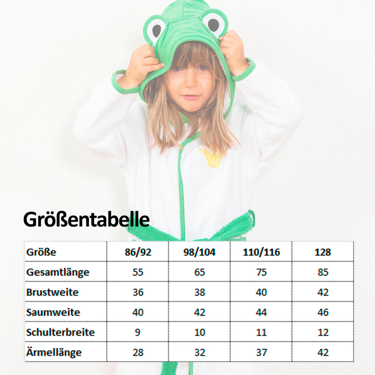 KINDERBADEMANTEL 86/92  - Weiß/Grün, Basics, Textil (86/92null)