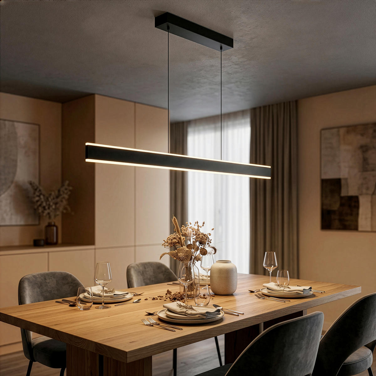 LED-HÄNGELEUCHTE Croom 120/10/60-180 cm   - Schwarz/Weiß, Design, Kunststoff/Metall (120/10/60-180cm) - Trio Leuchten