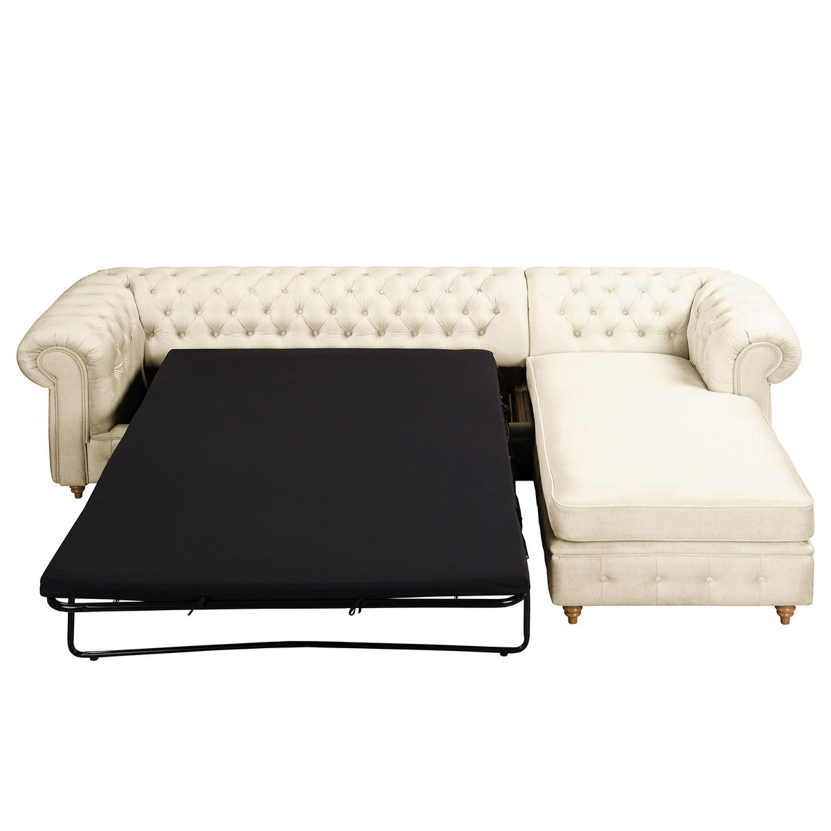 ECKSOFA Laura in Mikrofaser Creme  284/182 cm  - Creme/Braun, Design, Holz/Textil (284/182cm) - P & B