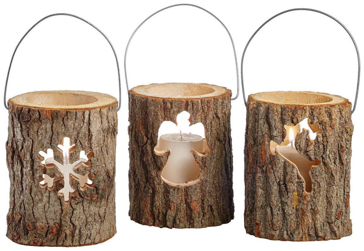 WINDLICHT - Weiß, Natur, Glas/Naturmaterialien (16/18cm) - X-Mas