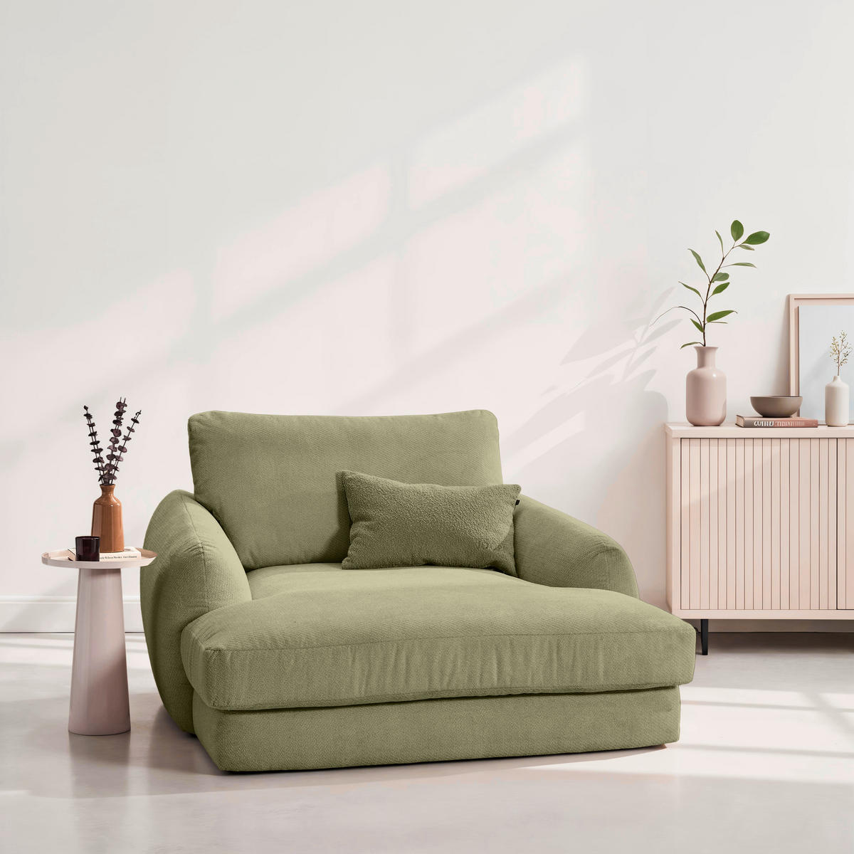 XXL-SESSEL - Schwarz/Olivgrün, KONVENTIONELL, Kunststoff/Textil (132/81/158cm) - Carryhome