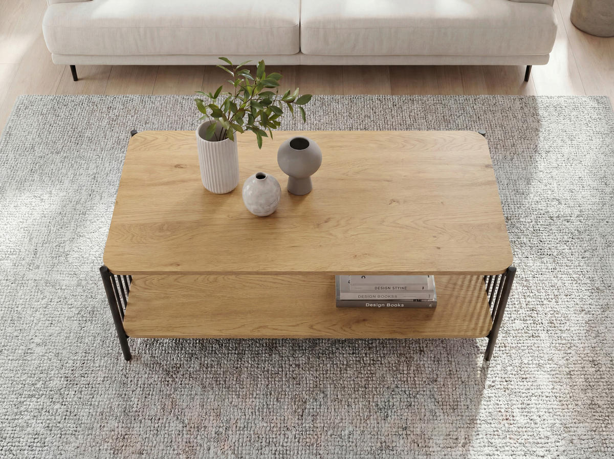 COUCHTISCH Holzwerkstoff 110/60/42 cm  - Schwarz/Braun, Design, Holzwerkstoff/Metall (110/60/42cm) - Livetastic