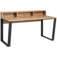 PISALNA MIZA kovina, leseni material črna, barve hrasta  - črna/barve hrasta, Moderno, kovina/leseni material (150/80/80cm) - MID.YOU