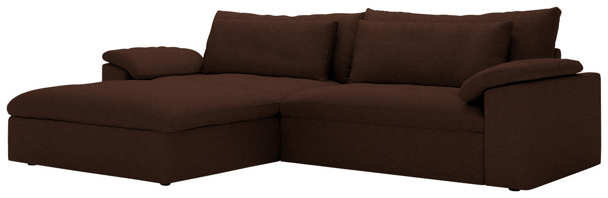 ECKSOFA  Chenille Dunkelbraun  - Dunkelbraun/Schwarz, Modern, Kunststoff/Textil (198/306cm) - Carryhome