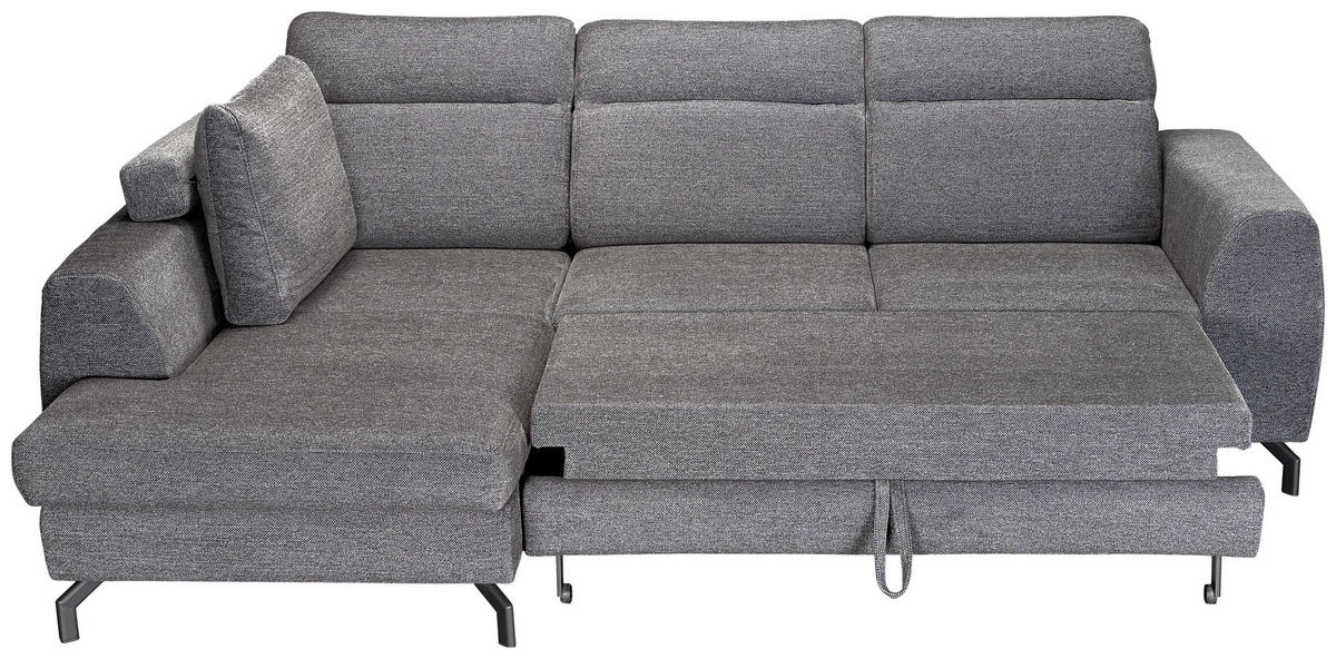 ECKSOFA Dunkelgrau Chenille  - Dunkelgrau/Schwarz, KONVENTIONELL, Textil/Metall (185/266cm) - Carryhome