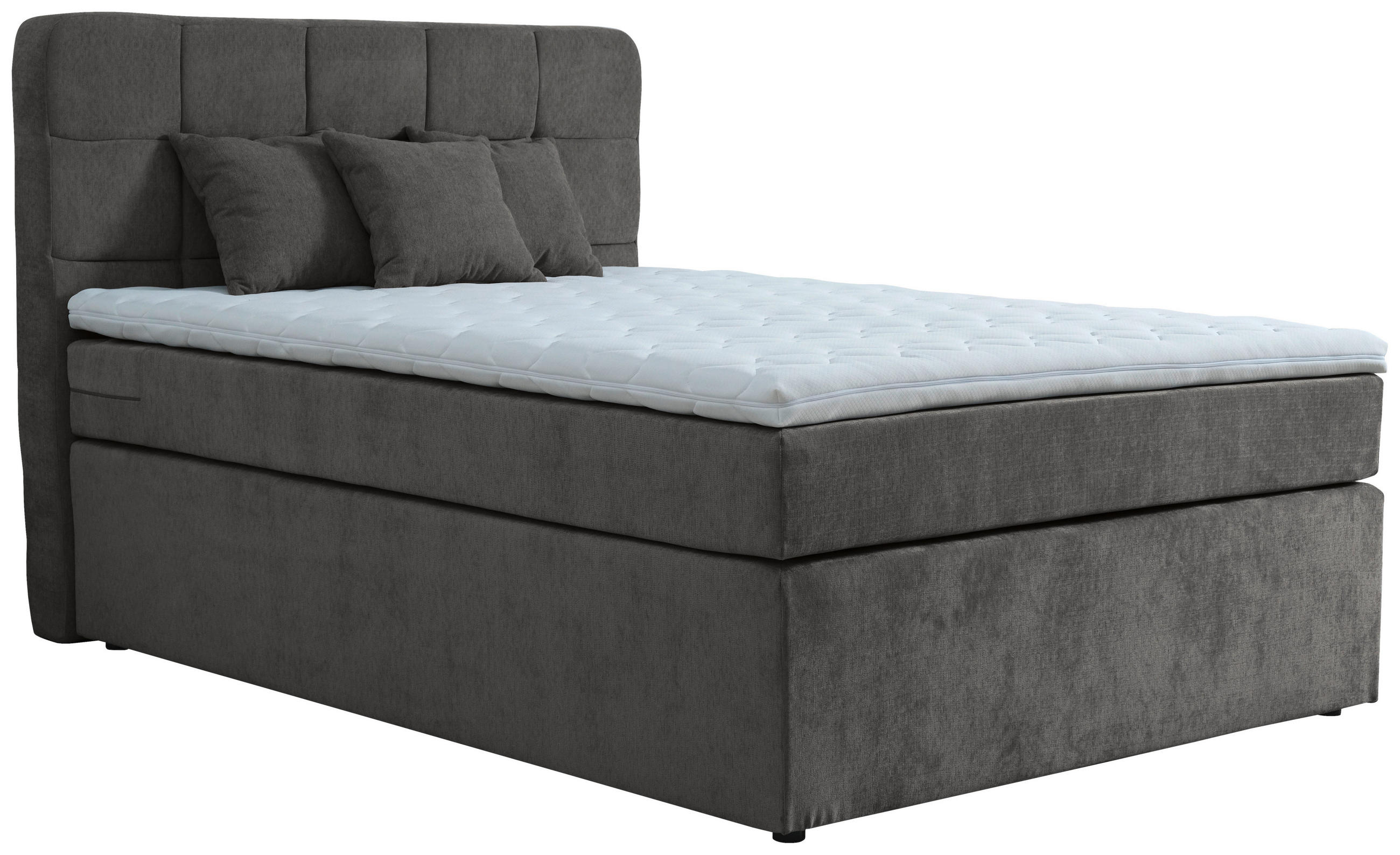 BOXSPRINGBETT 140/200 cm,  in Anthrazit, Matratze, Topper, H3 = fest  - Anthrazit/Schwarz, KONVENTIONELL, Kunststoff/Textil (140/200cm) - Moderano