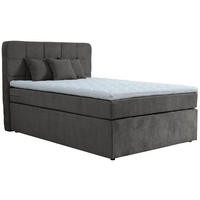 BOXSPRINGBETT 140/200 cm,  in Anthrazit, Matratze, Topper, H3 = fest  - Anthrazit/Schwarz, KONVENTIONELL, Kunststoff/Textil (140/200cm) - Moderano