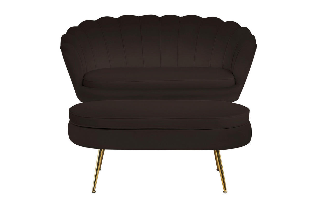 HOCKER in Textil Schwarz  - Goldfarben/Schwarz, MODERN, Textil/Metall (99/40/44cm) - Livetastic