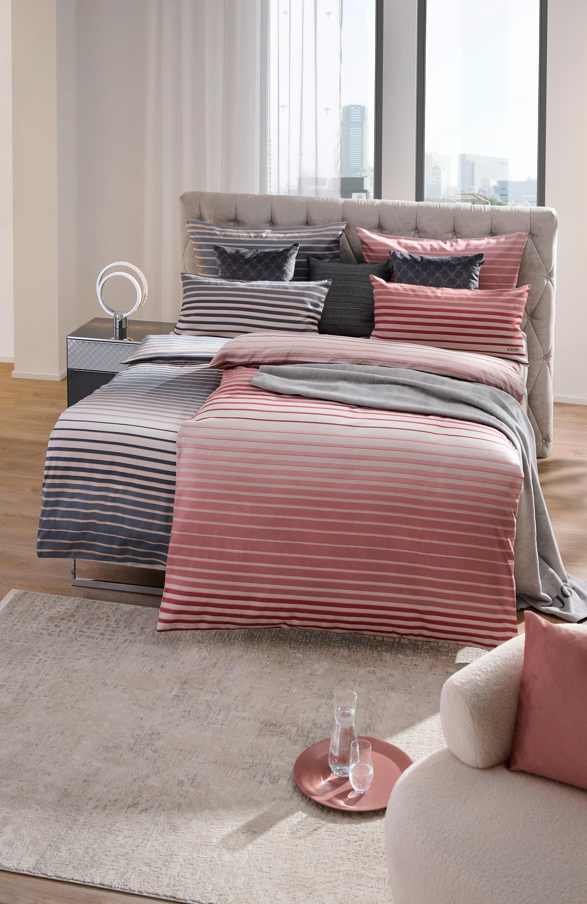 BETTWÄSCHE Shutter Makosatin 140/200 cm  - Grau, Design, Textil (140/200cm) - Joop!
