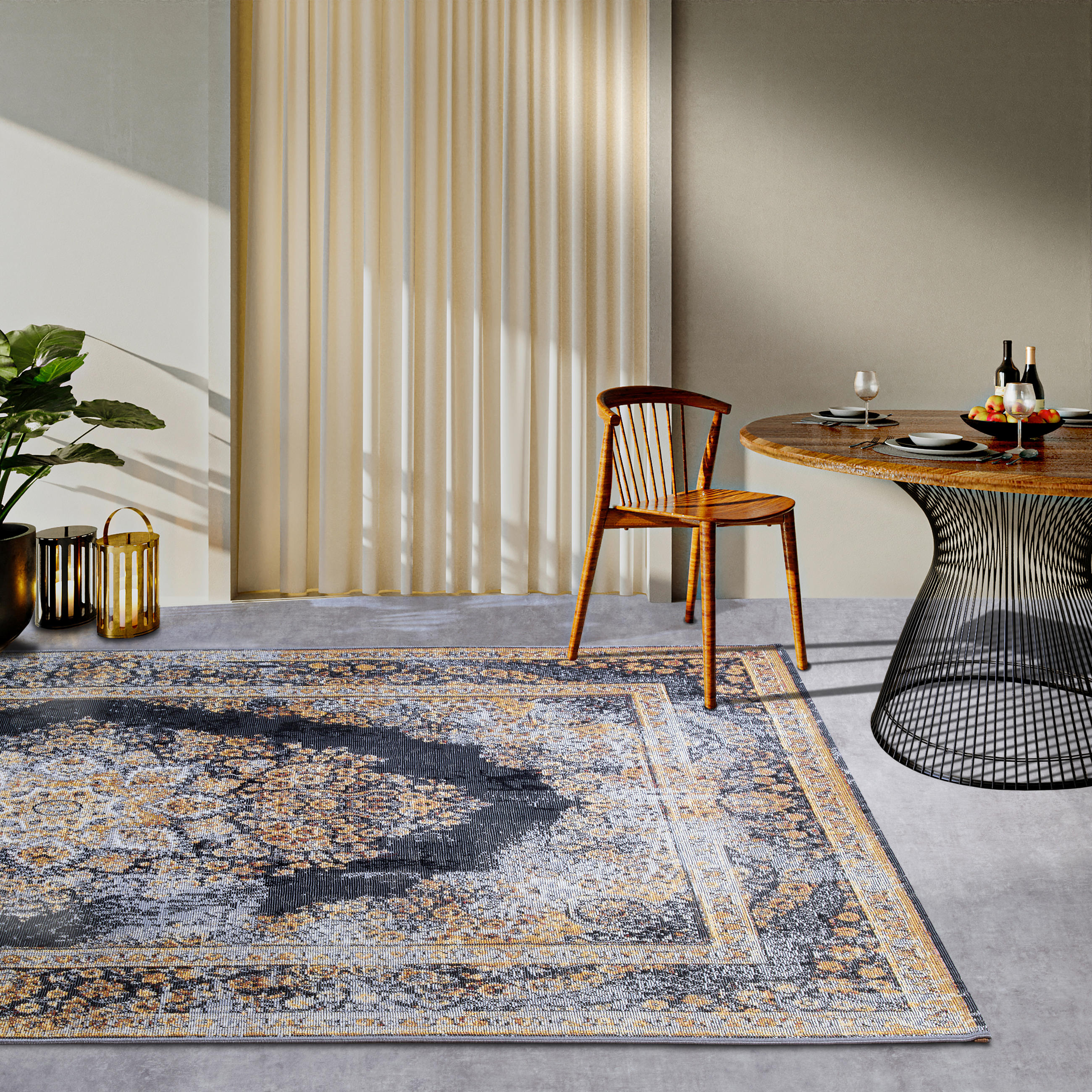OUTDOORTEPPICH 160/235 cm Kollektion 1767 Anthrazit, Goldfarben  - Anthrazit/Goldfarben, Design, Kunststoff (160/235cm) - Villeroy & Boch